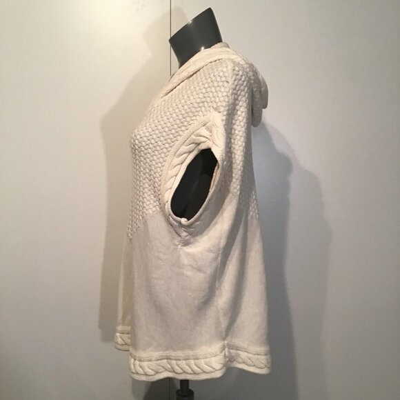 Devoted Hooded Knit Short Sleeve V-Neck Sweater  Size M - Picture 6 of 9
